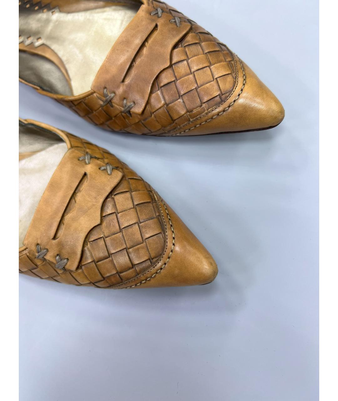BOTTEGA VENETA Коричневые кожаные балетки, фото 6
