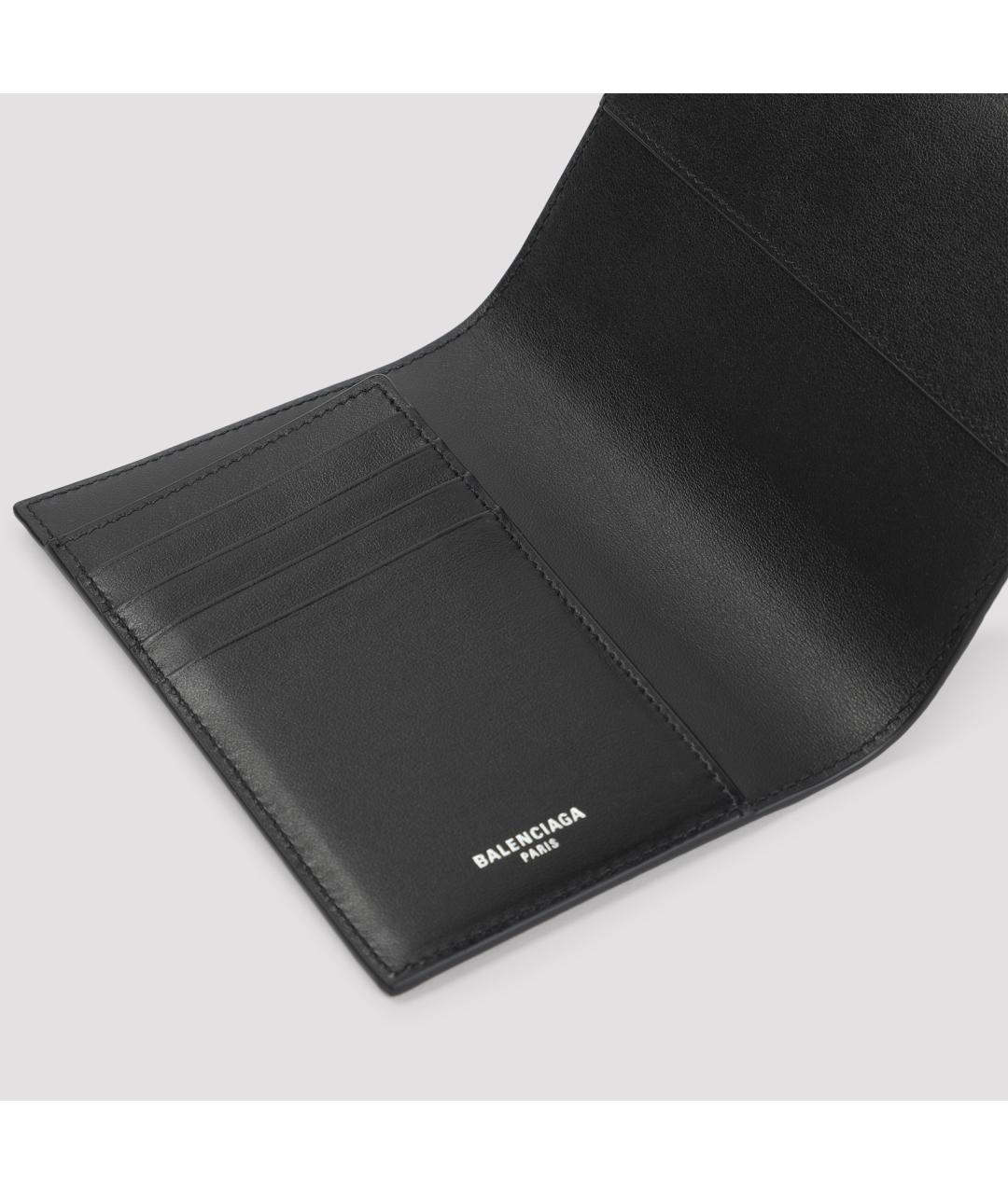 BALENCIAGA Черный кожаный кошелек, фото 4