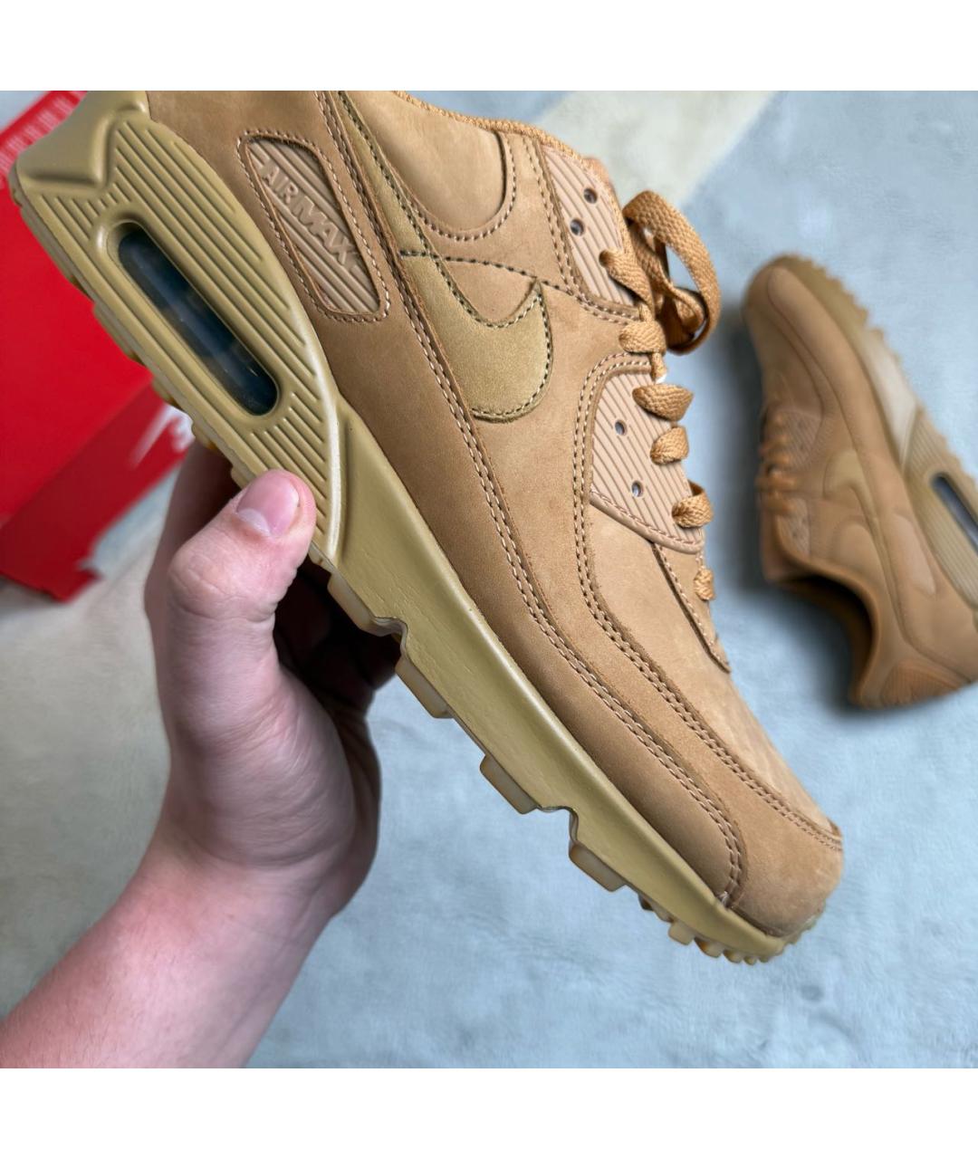 NIKE Бежевые нубуковые низкие кроссовки / кеды, фото 5