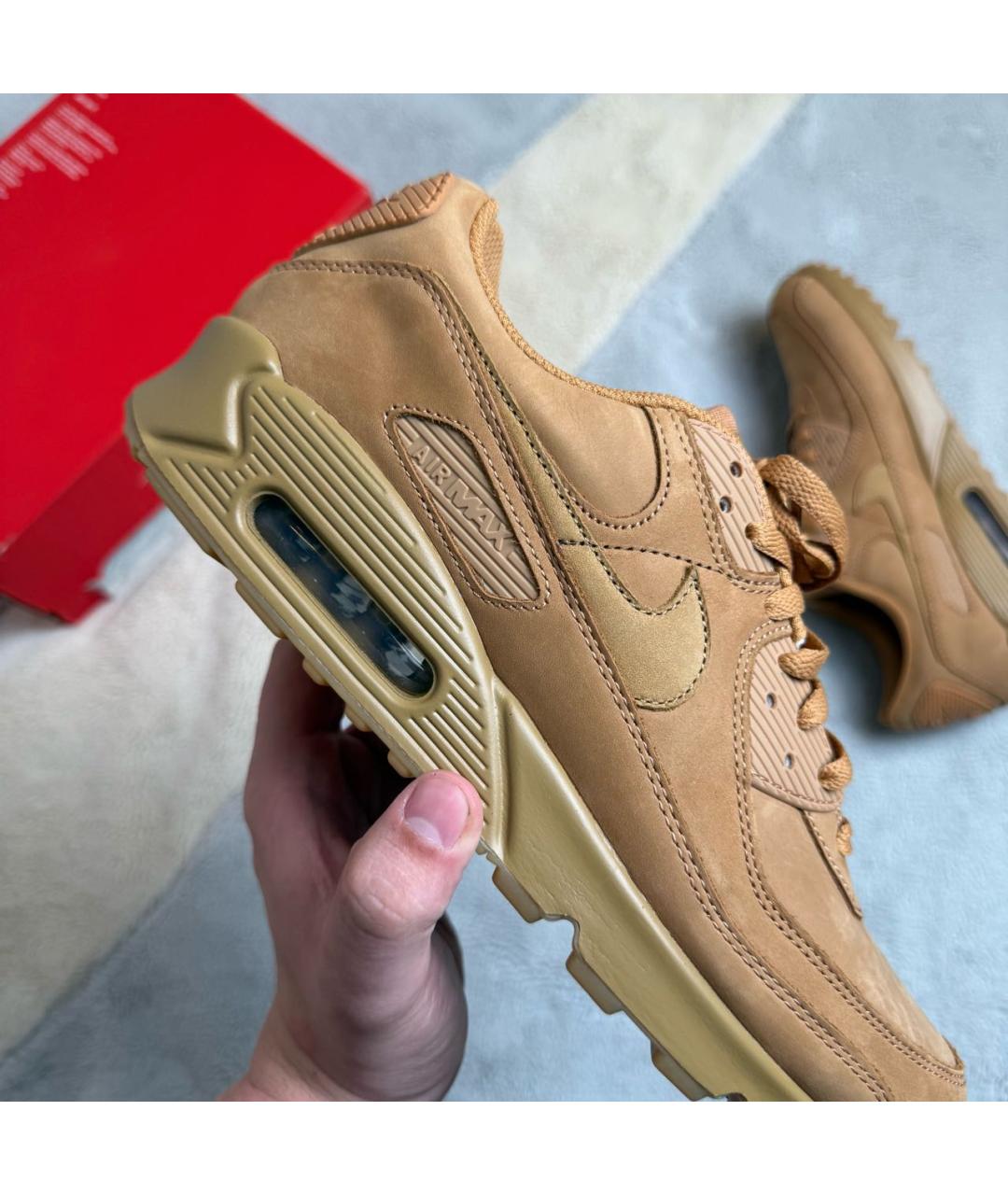 NIKE Бежевые нубуковые низкие кроссовки / кеды, фото 4