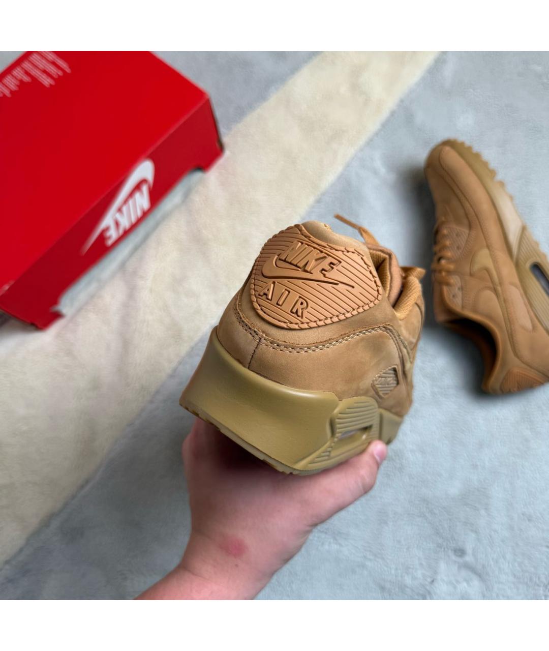 NIKE Бежевые нубуковые низкие кроссовки / кеды, фото 3
