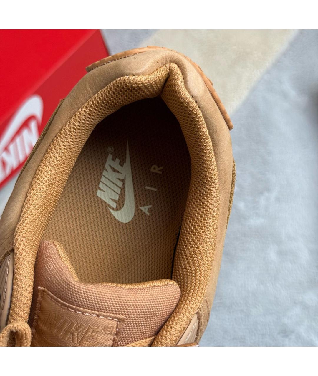 NIKE Бежевые нубуковые низкие кроссовки / кеды, фото 8