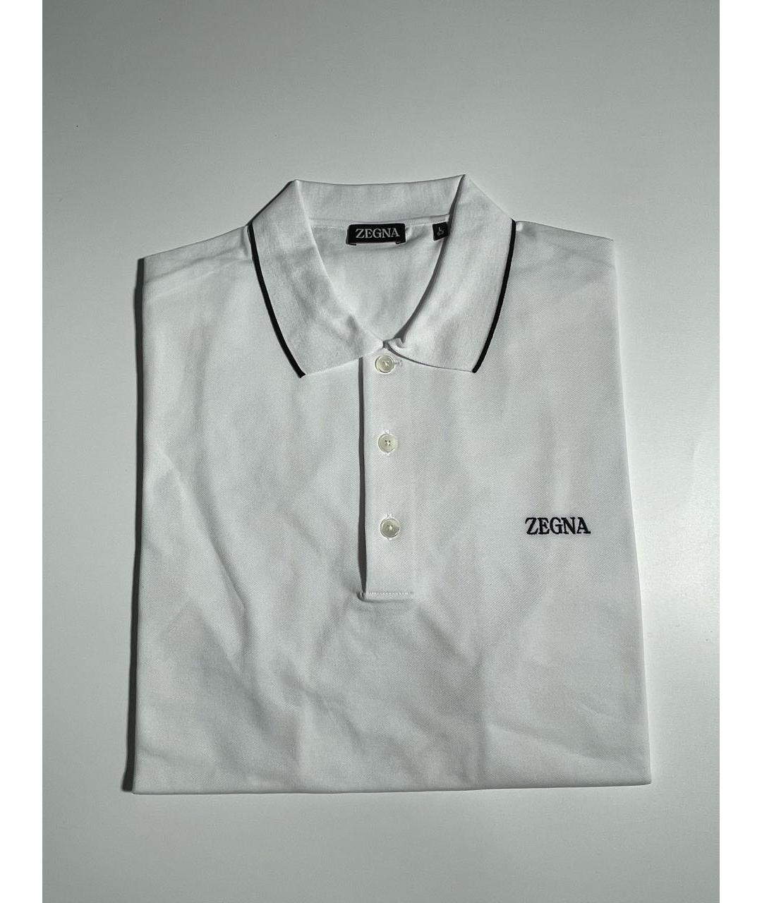 ERMENEGILDO ZEGNA Белое хлопко-эластановое поло с коротким рукавом, фото 2