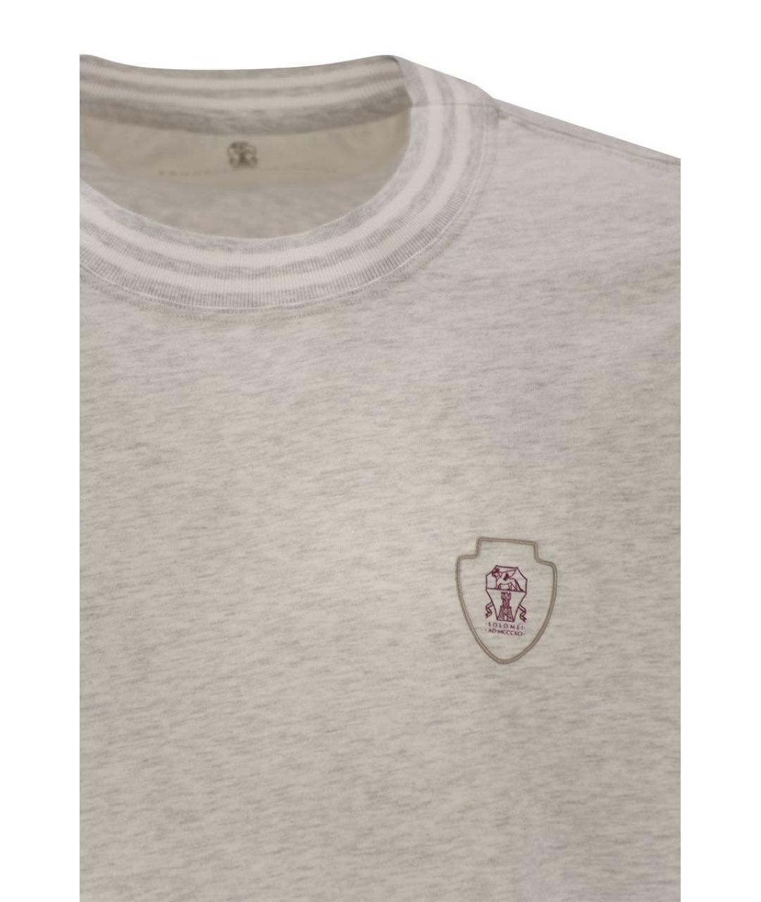 BRUNELLO CUCINELLI Бежевая хлопковая футболка, фото 4