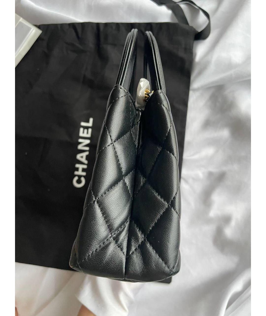 CHANEL Черная кожаная сумка с короткими ручками, фото 4