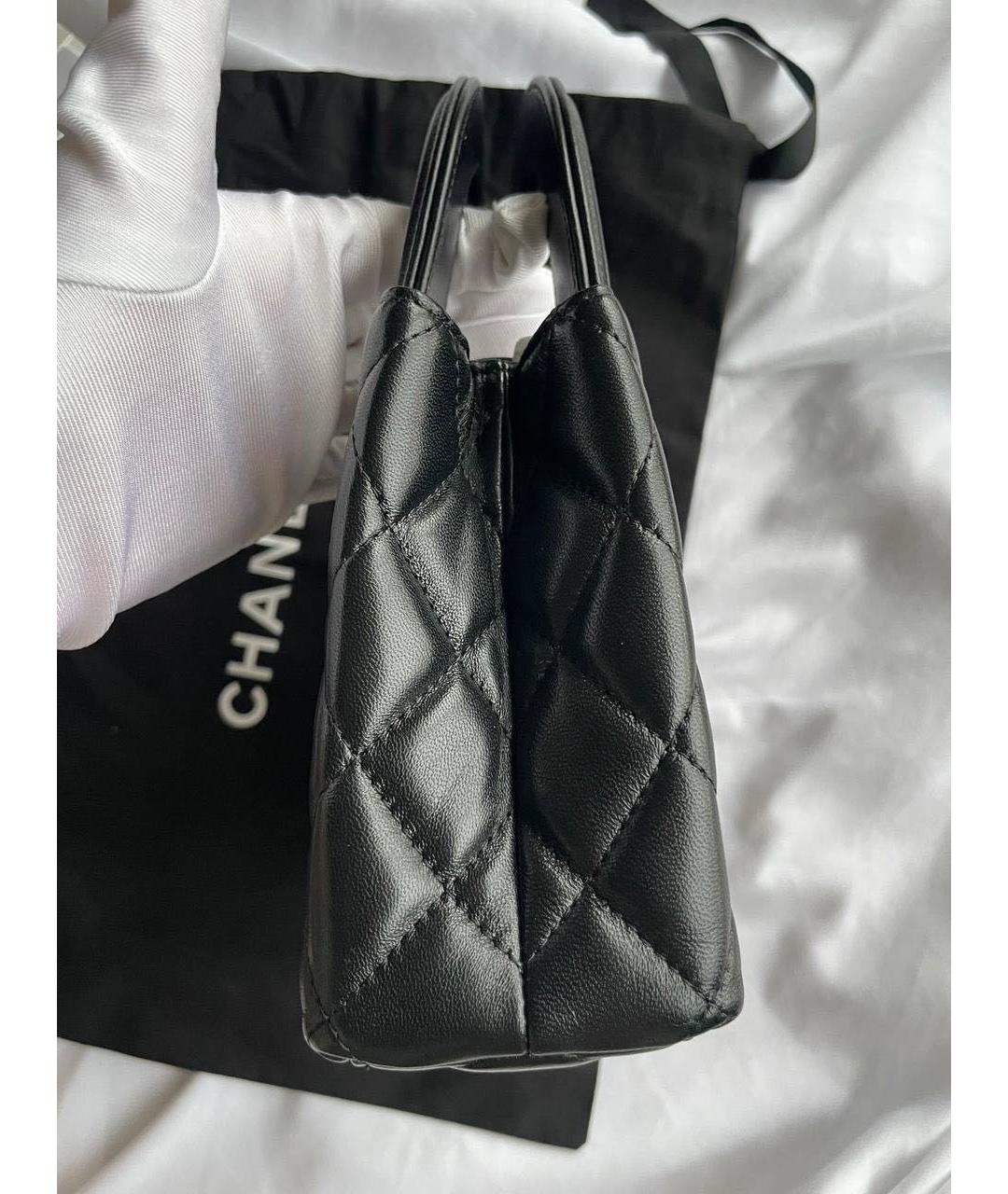 CHANEL Черная кожаная сумка с короткими ручками, фото 3
