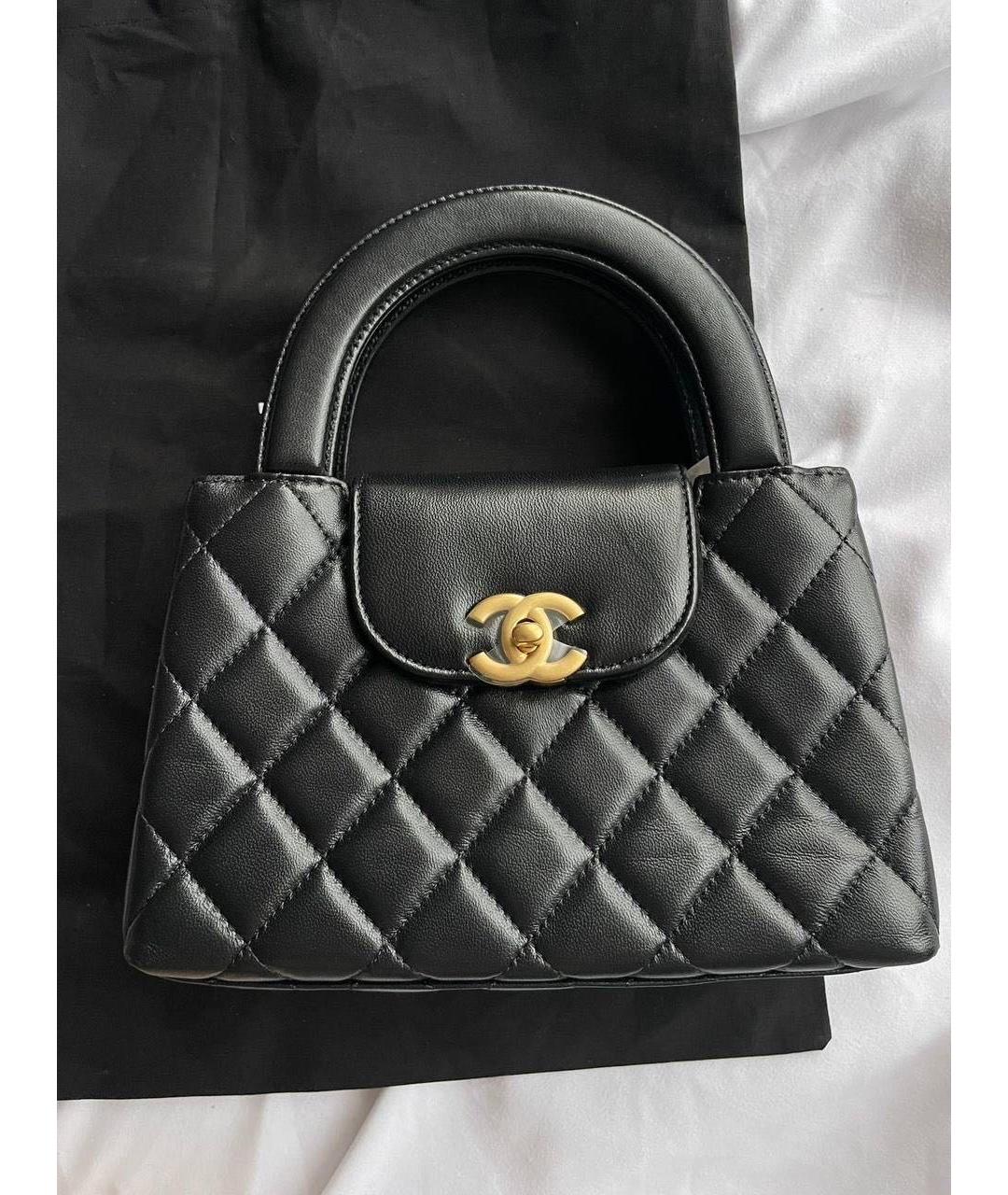 CHANEL Черная кожаная сумка с короткими ручками, фото 7