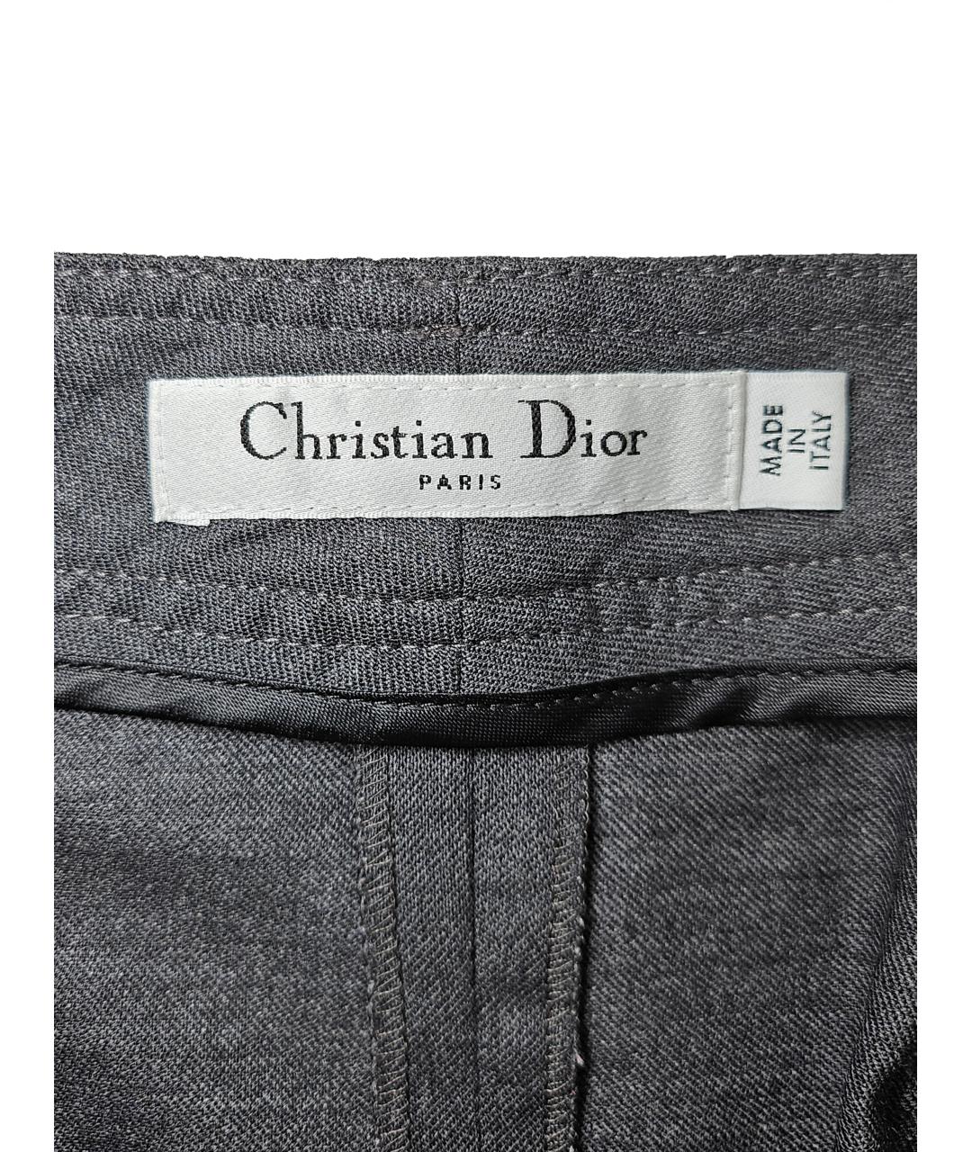 CHRISTIAN DIOR Серые шерстяные брюки широкие, фото 6