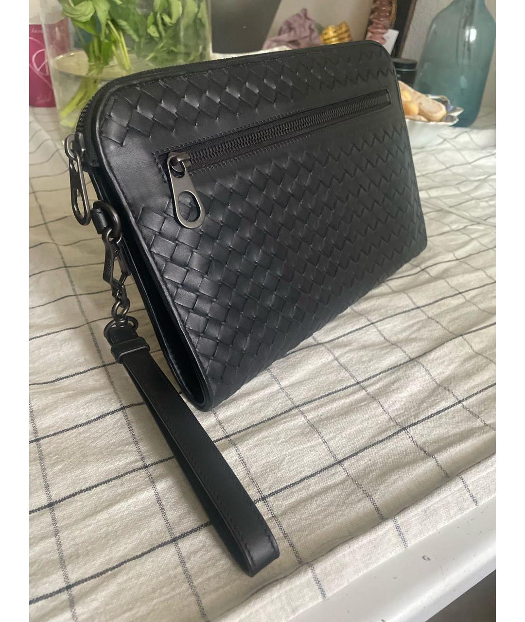 BOTTEGA VENETA Черная кожаная папка для документов, фото 2