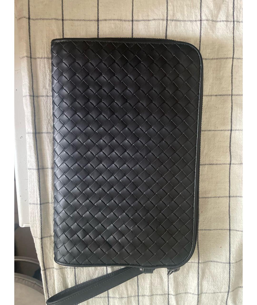 BOTTEGA VENETA Черная кожаная папка для документов, фото 3