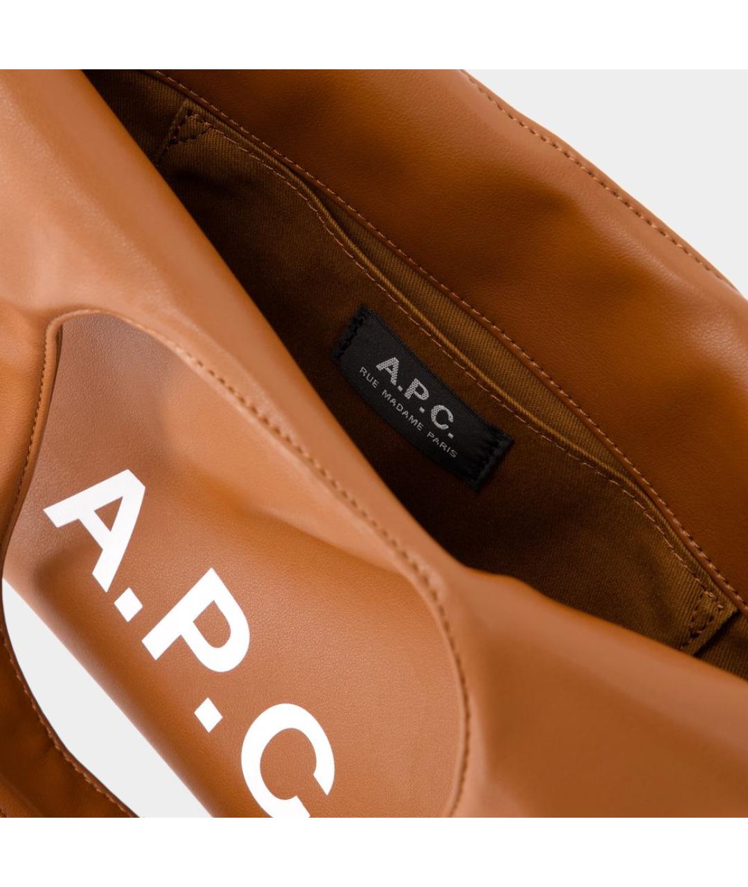 A.P.C. Коричневая сумка тоут из искусственной кожи, фото 4