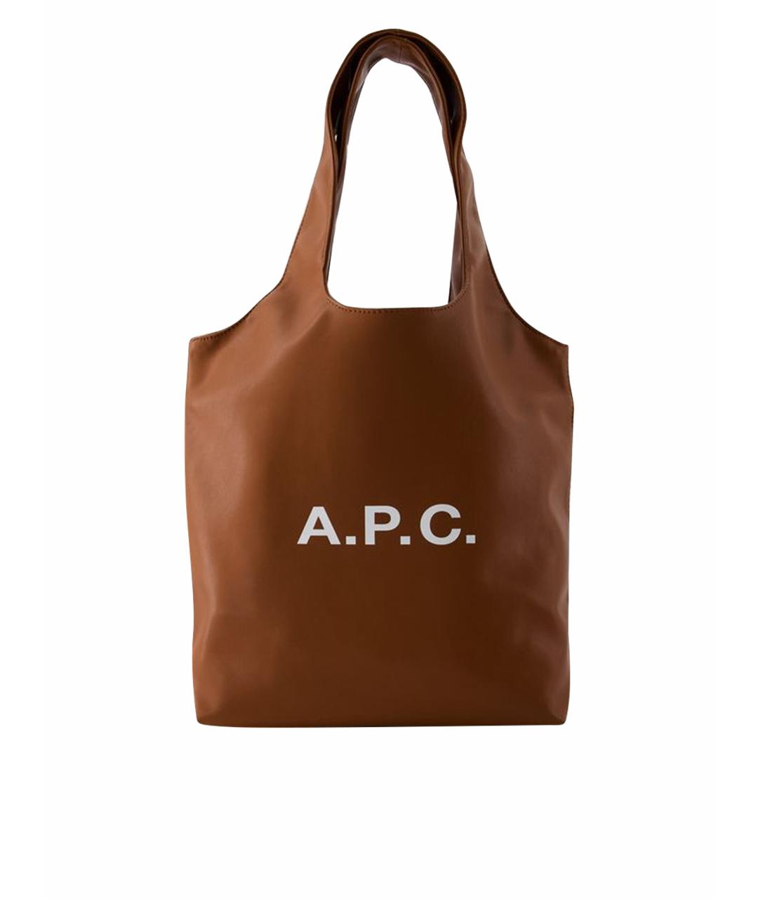 A.P.C. Коричневая сумка тоут из искусственной кожи, фото 5