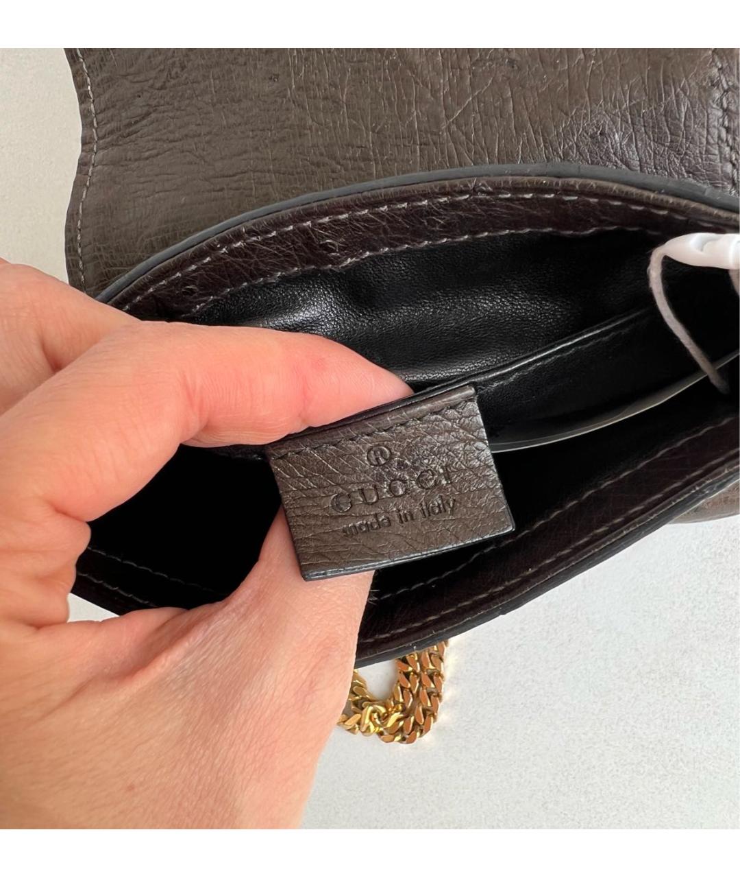 GUCCI Коричневая сумка через плечо из экзотической кожи, фото 4