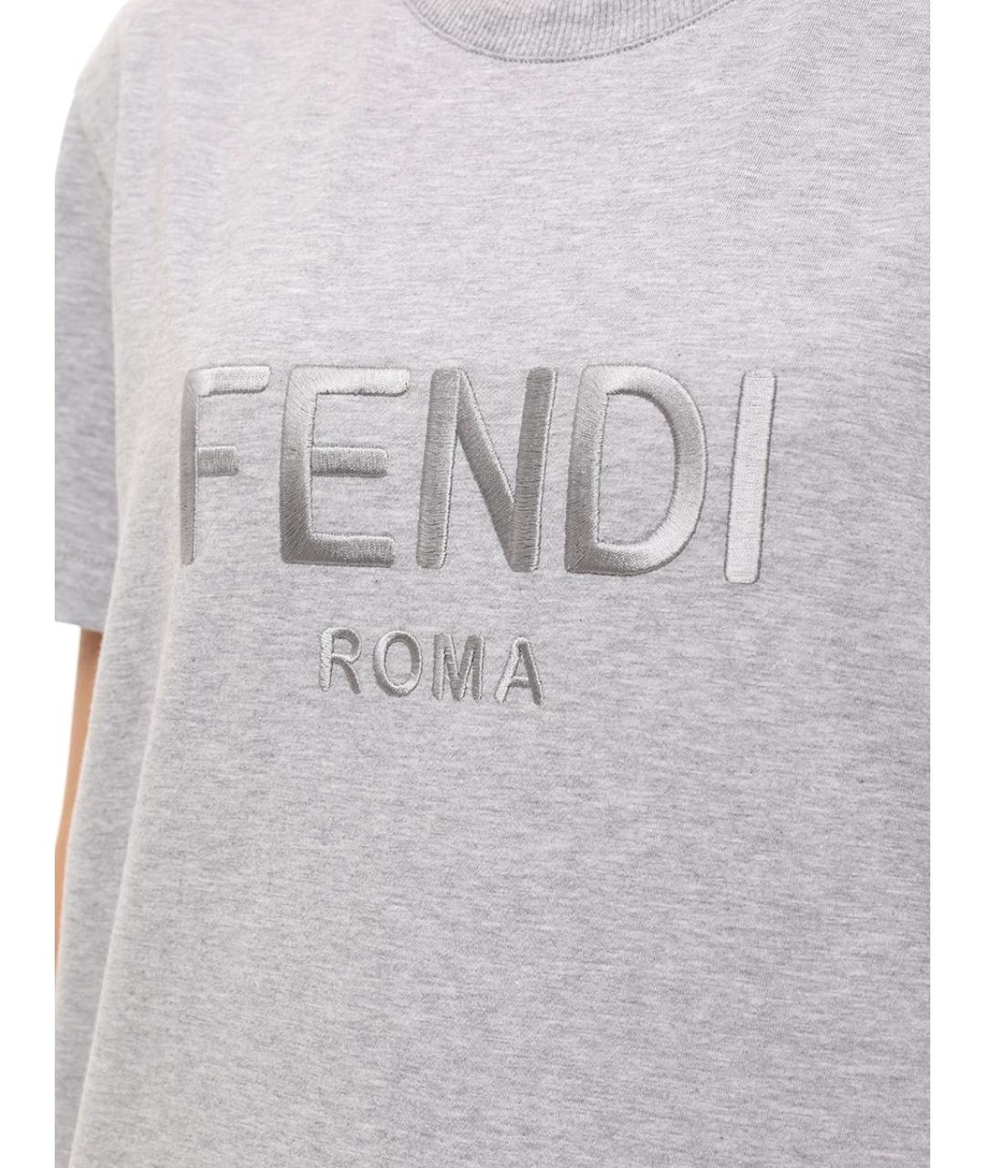 FENDI Серая хлопковая футболка, фото 5