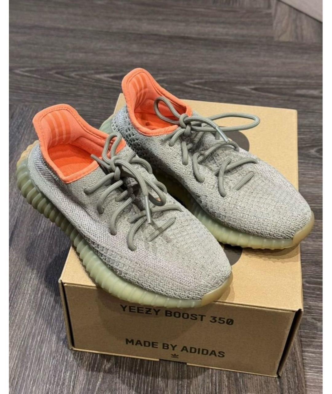 ADIDAS YEEZY Хаки текстильные кроссовки, фото 4
