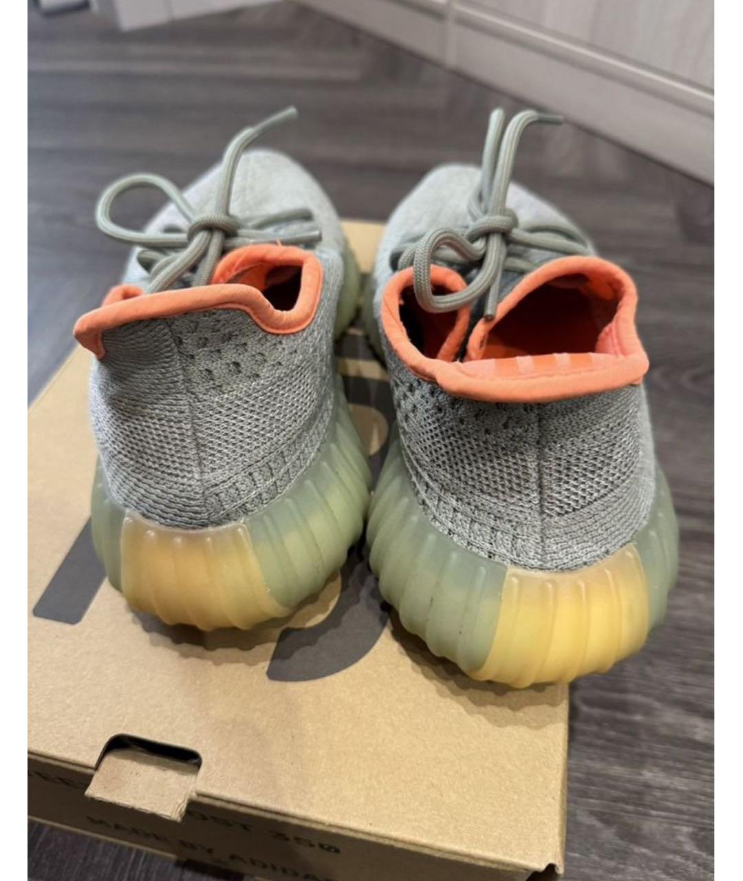 ADIDAS YEEZY Хаки текстильные кроссовки, фото 3