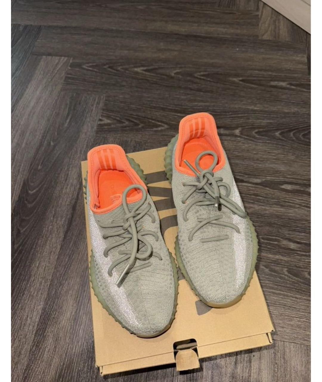 ADIDAS YEEZY Хаки текстильные кроссовки, фото 2