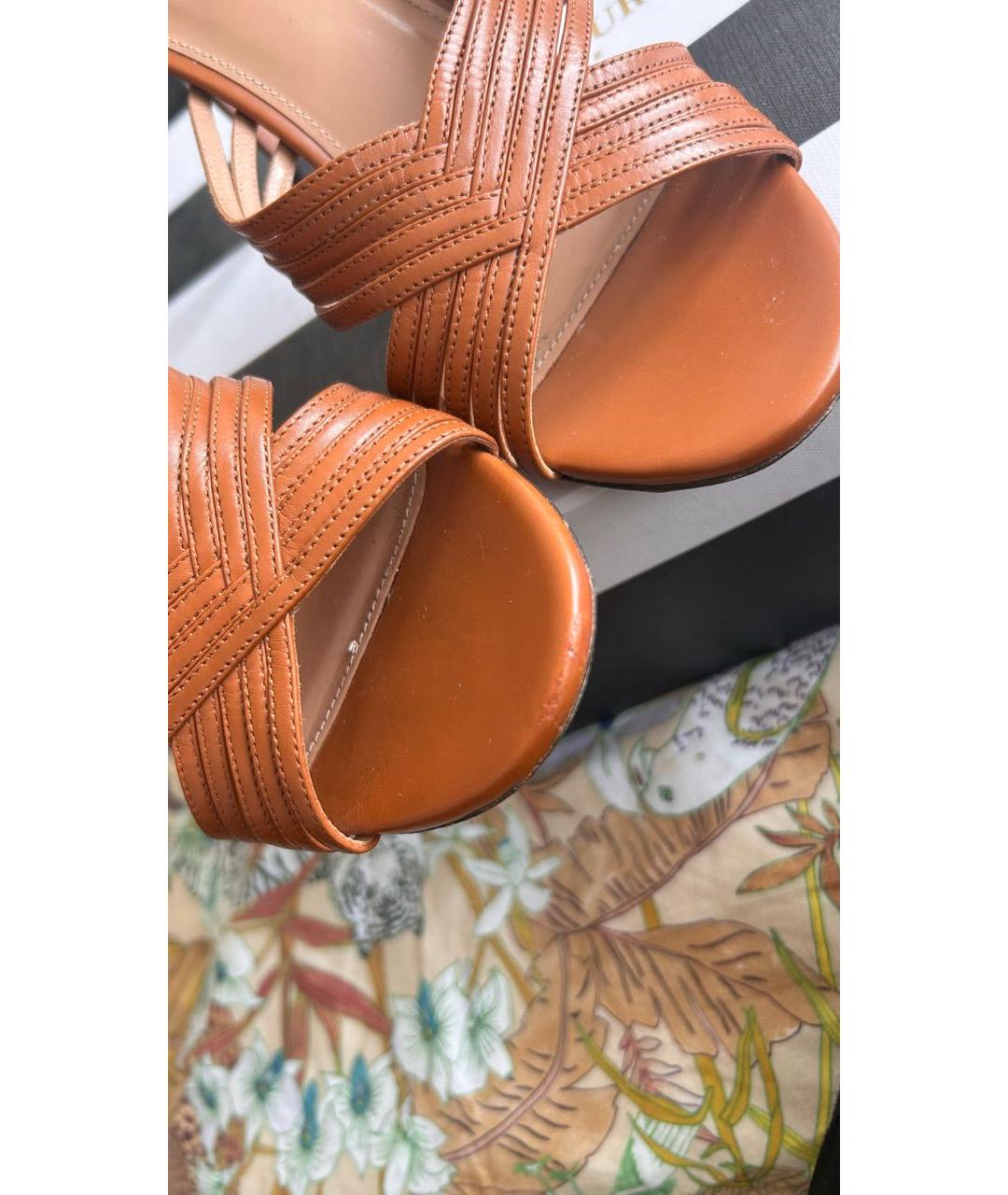 AQUAZZURA Коричневые кожаные мюли, фото 6
