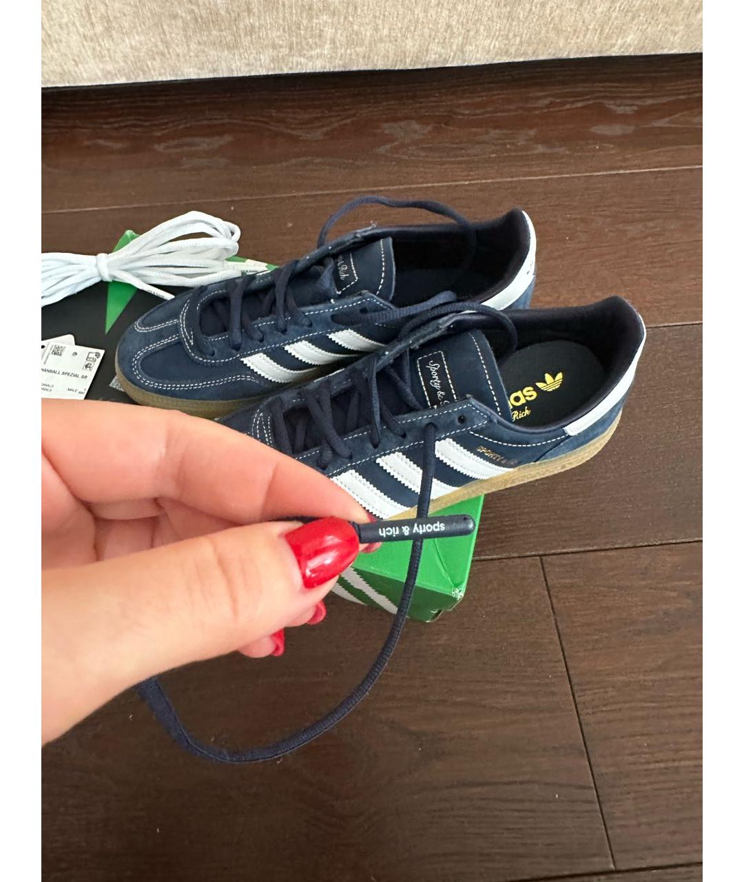 ADIDAS Синие замшевые кроссовки, фото 4