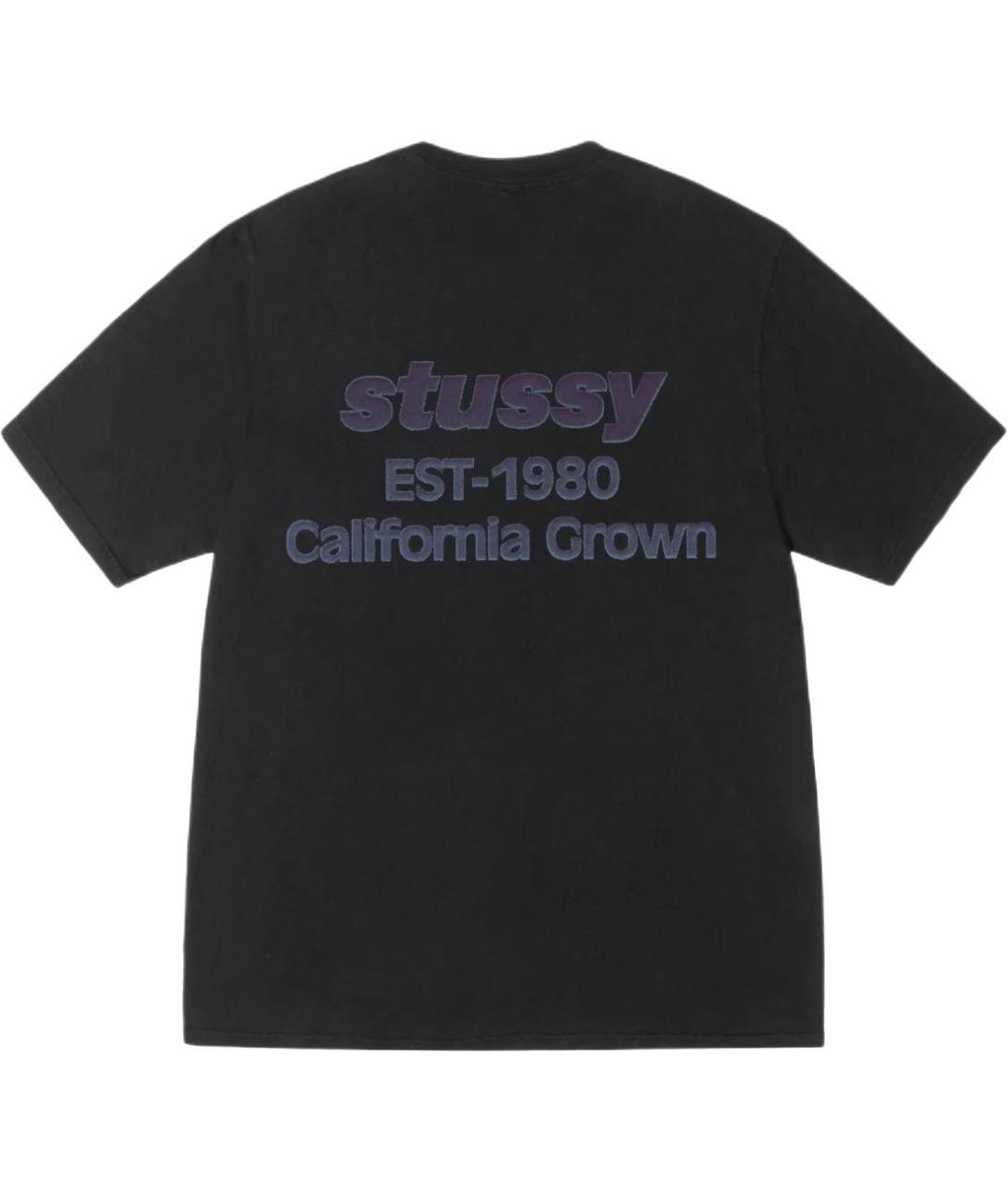 STUSSY Черная хлопковая футболка, фото 2