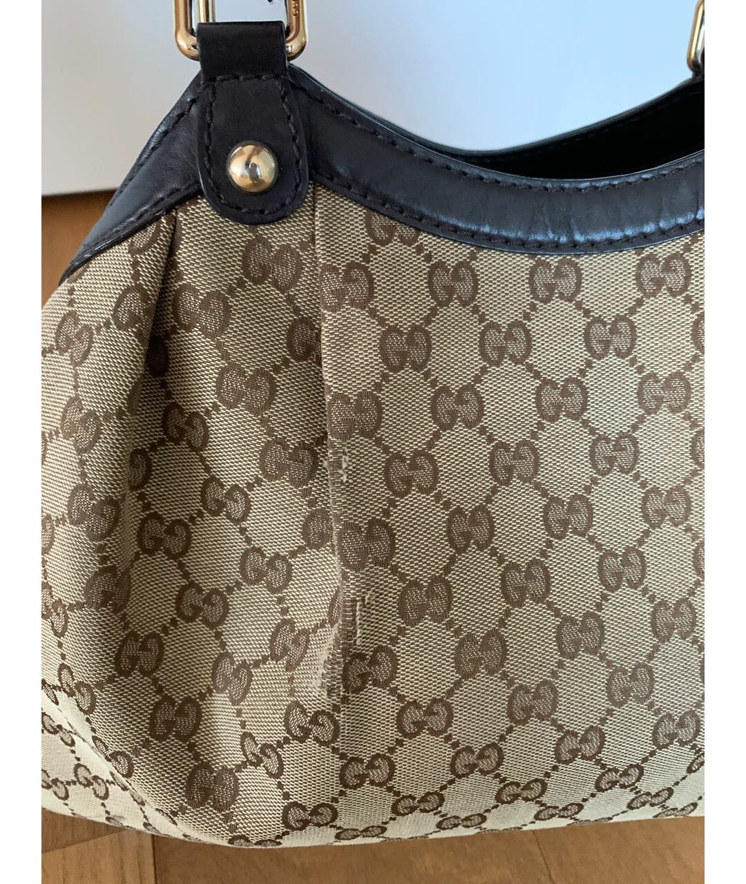 GUCCI Коричневая тканевая сумка тоут, фото 5