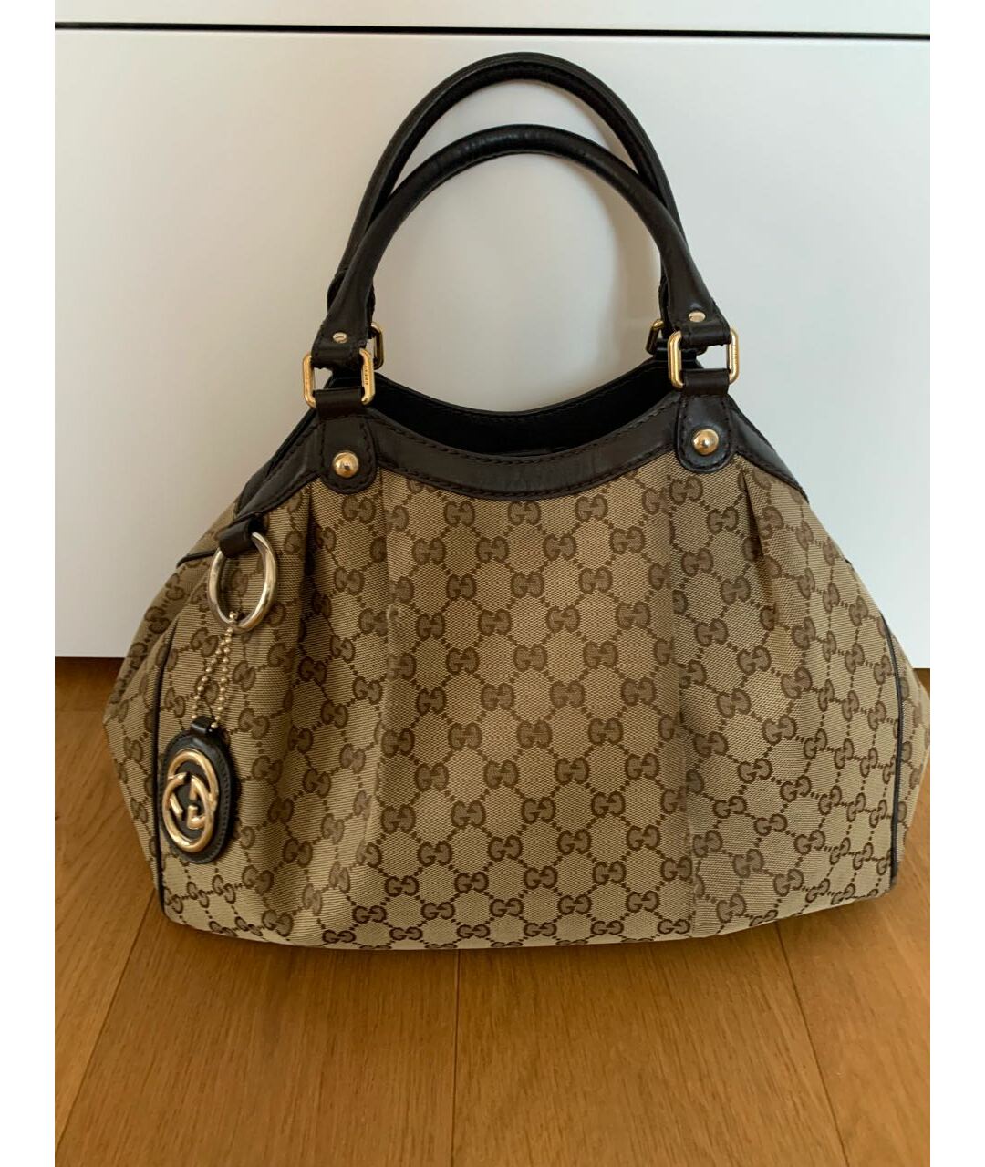 GUCCI Коричневая тканевая сумка тоут, фото 7