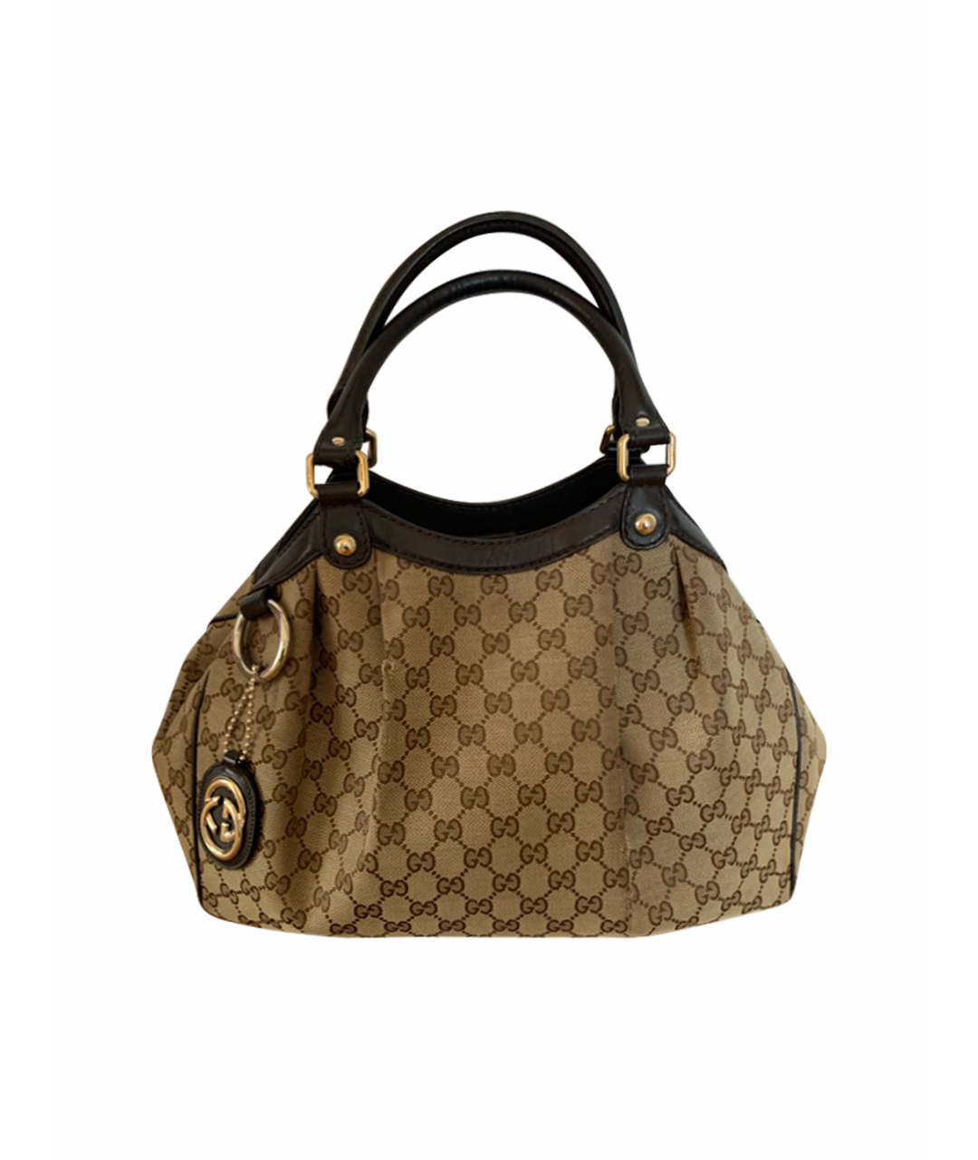 GUCCI Коричневая тканевая сумка тоут, фото 1