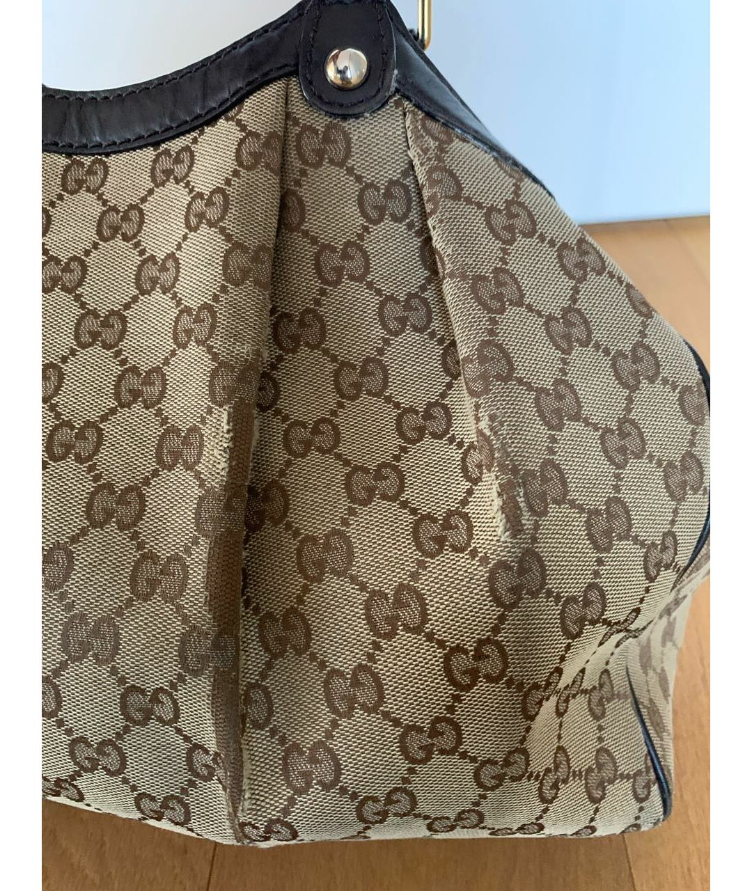 GUCCI Коричневая тканевая сумка тоут, фото 2