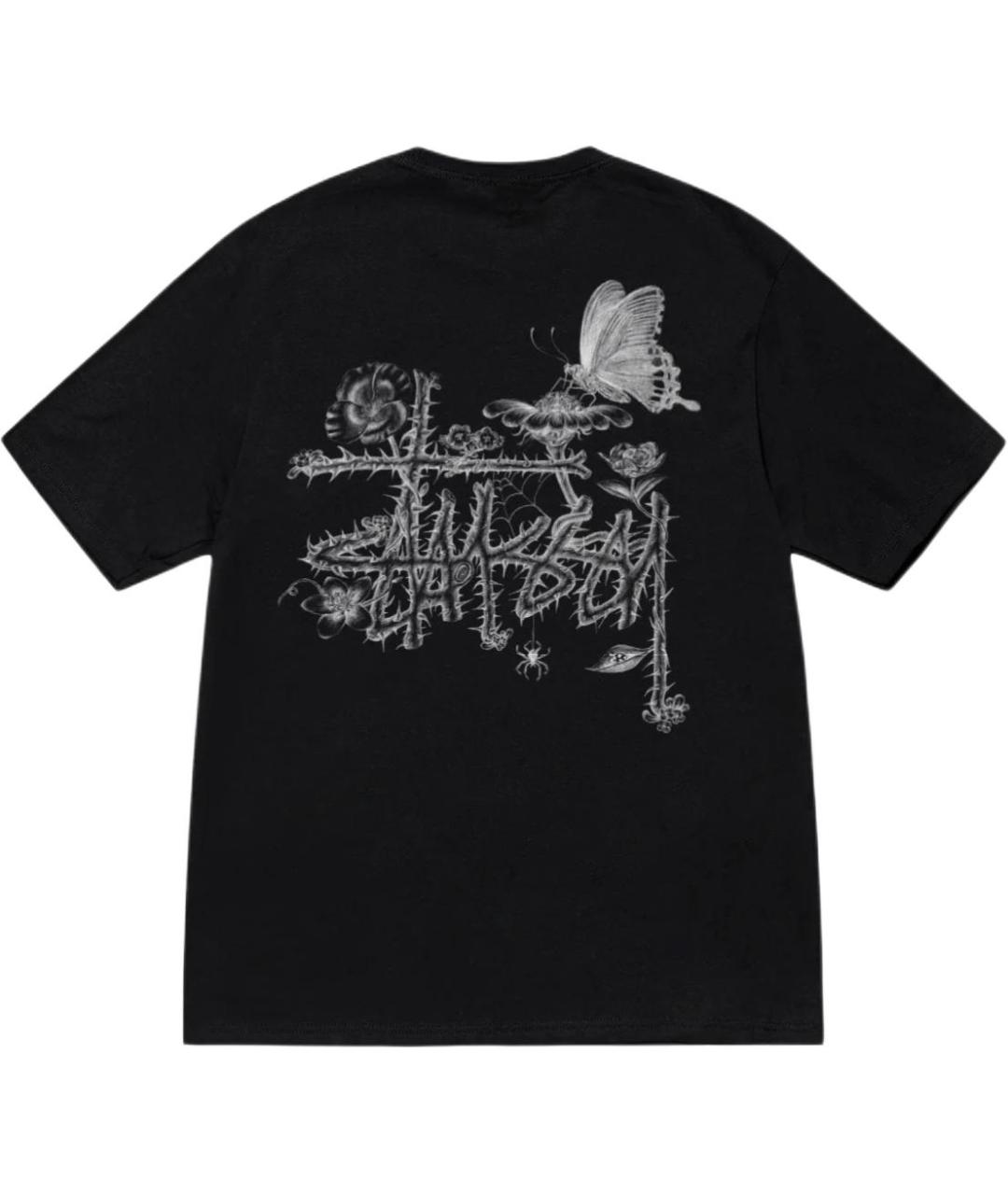 STUSSY Черная хлопковая футболка, фото 2