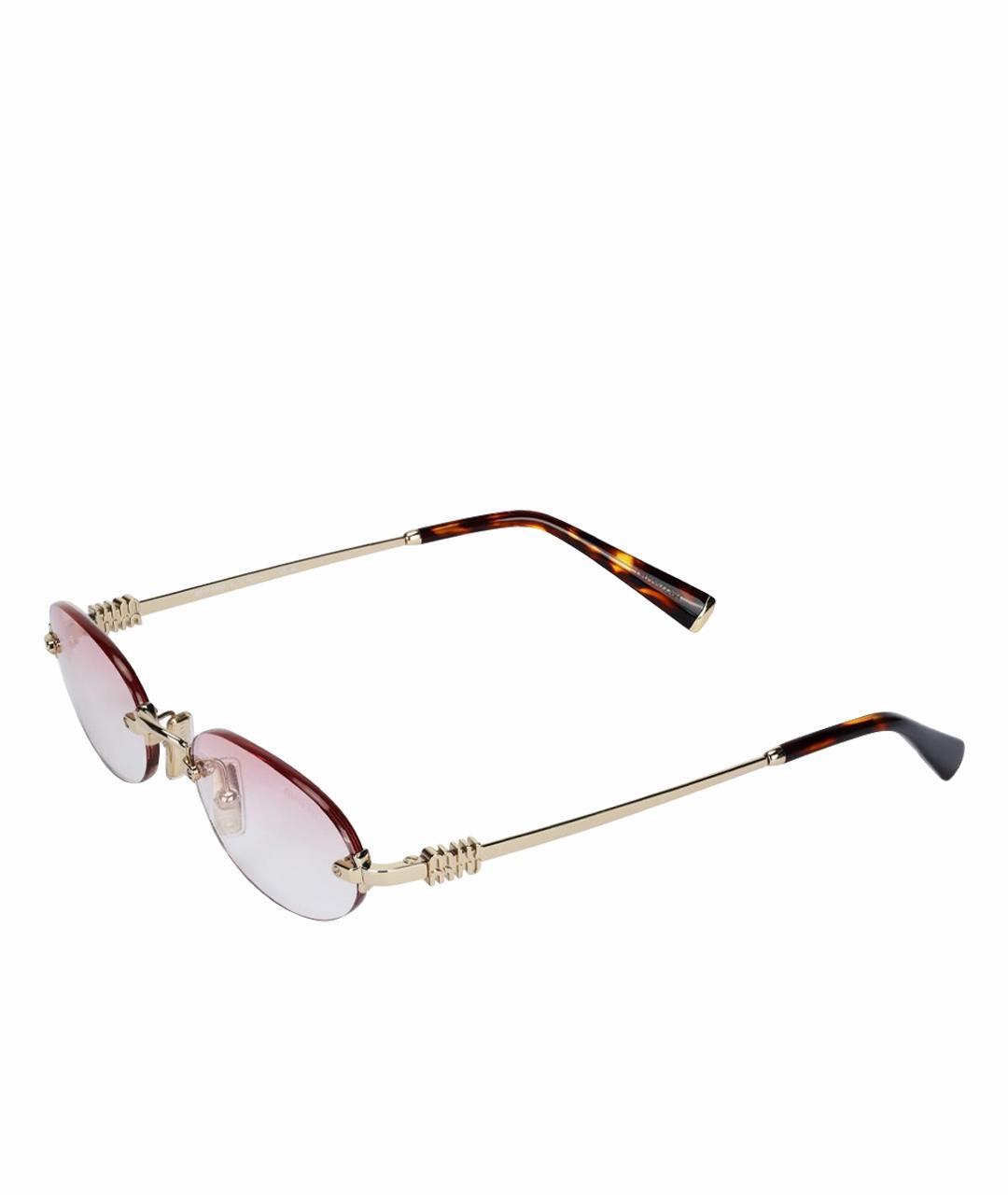 MIU MIU Золотые металлические солнцезащитные очки, фото 1