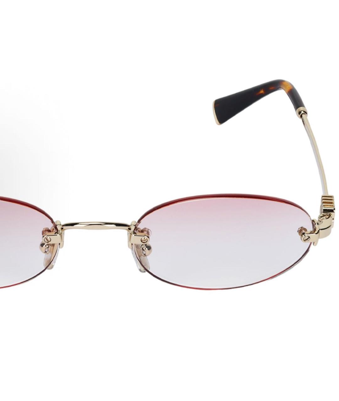 MIU MIU Золотые металлические солнцезащитные очки, фото 5