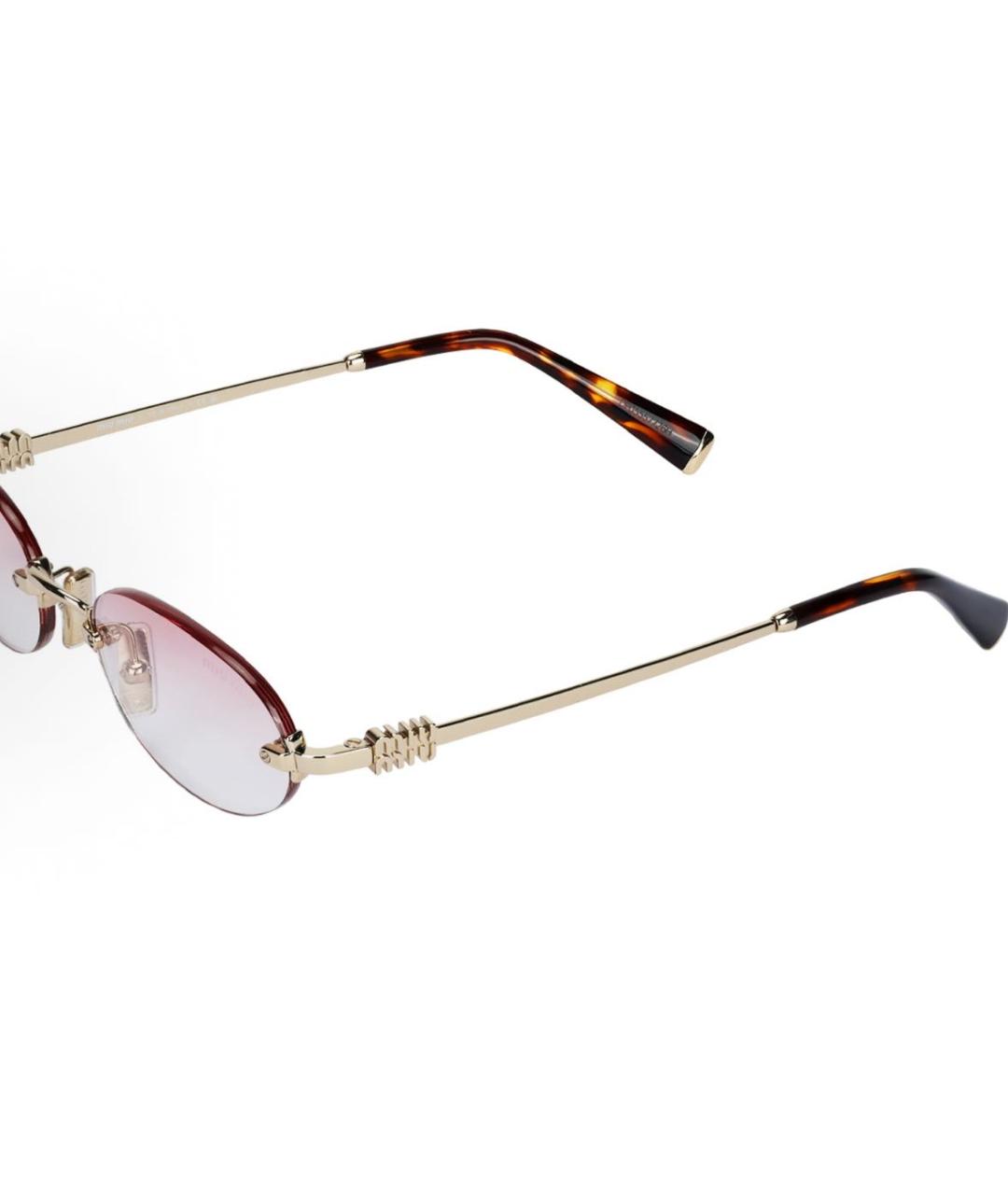 MIU MIU Золотые металлические солнцезащитные очки, фото 4