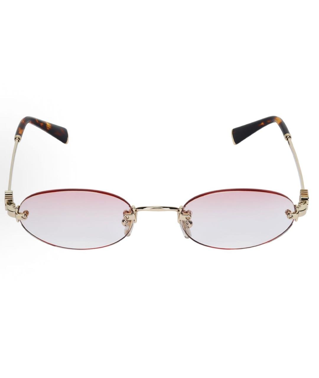 MIU MIU Золотые металлические солнцезащитные очки, фото 2