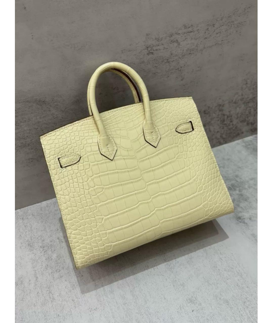 HERMES Желтая сумка с короткими ручками из экзотической кожи, фото 2