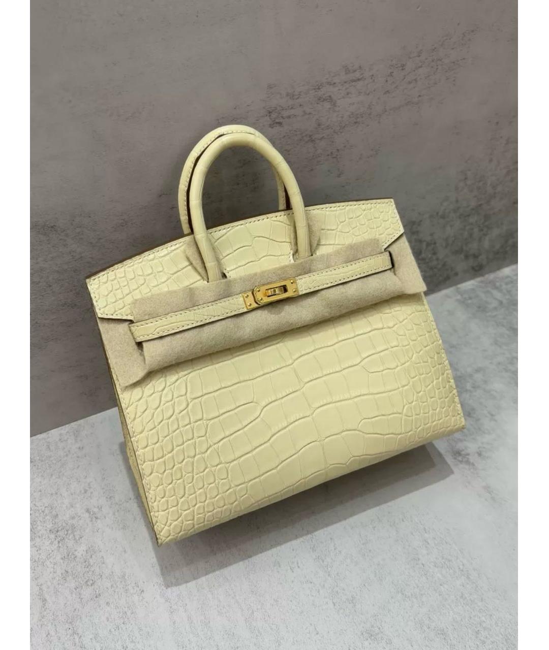HERMES Желтая сумка с короткими ручками из экзотической кожи, фото 9