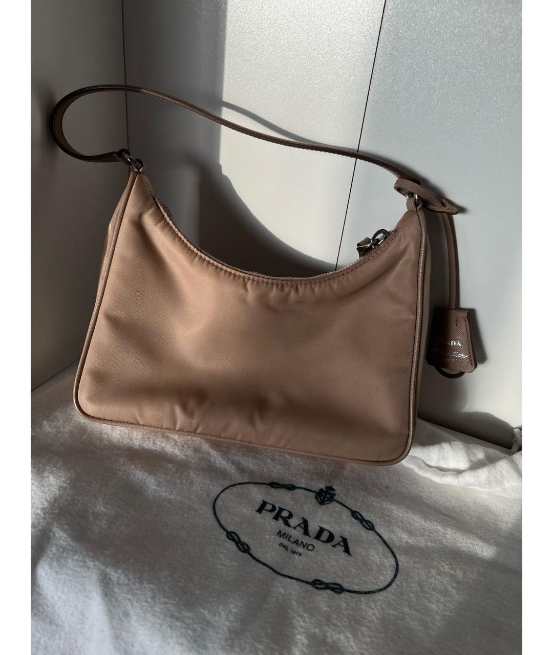 PRADA Бежевая кожаная сумка с короткими ручками, фото 2