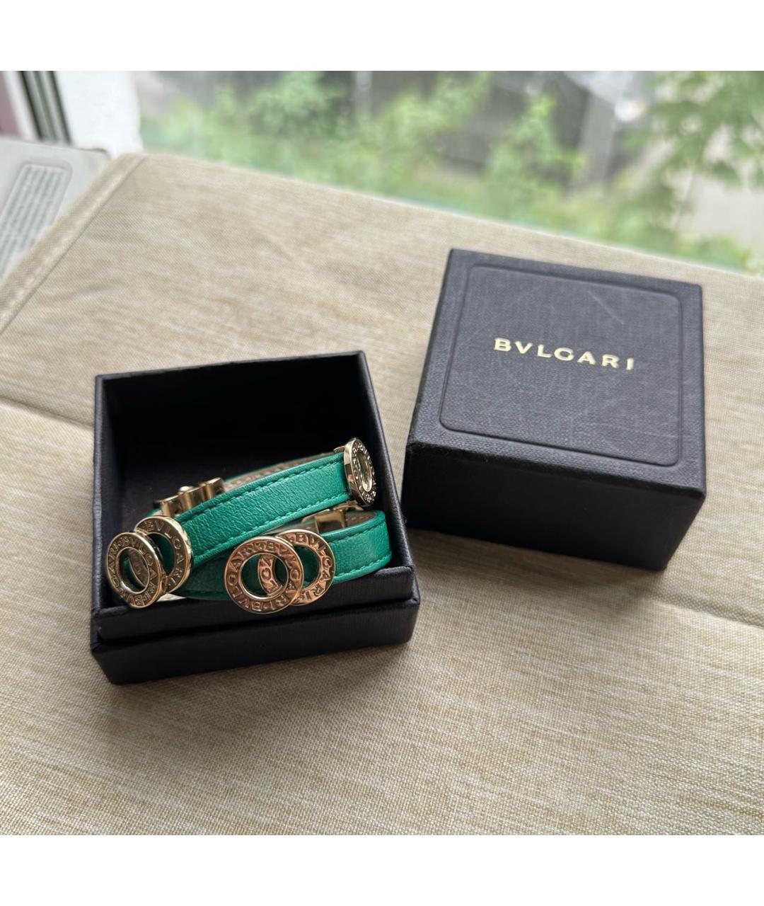 BVLGARI Зеленый кожаный браслет, фото 6