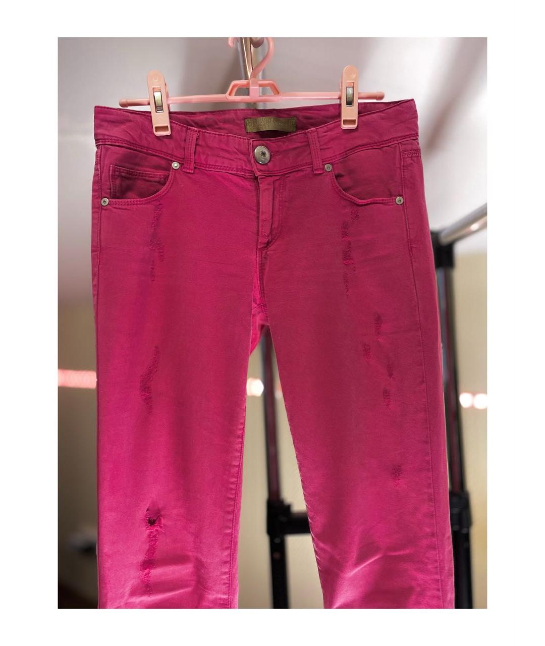 ERMANNO SCERVINO Розовые хлопко-эластановые прямые джинсы, фото 6