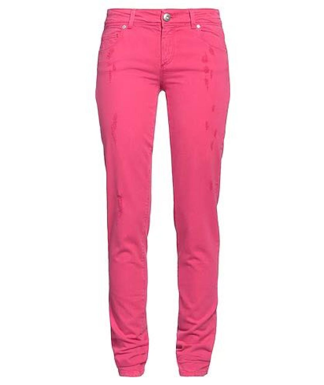 ERMANNO SCERVINO Розовые хлопко-эластановые прямые джинсы, фото 1