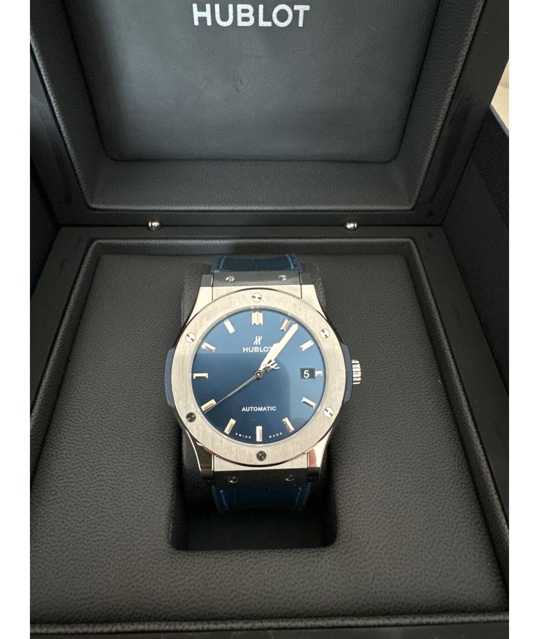 HUBLOT Темно-синие титановые часы, фото 6
