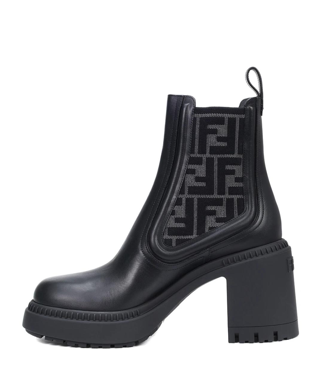 FENDI Черные кожаные ботильоны, фото 4
