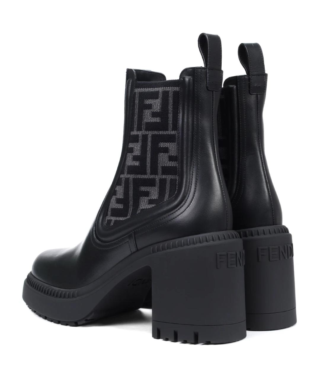 FENDI Черные кожаные ботильоны, фото 3