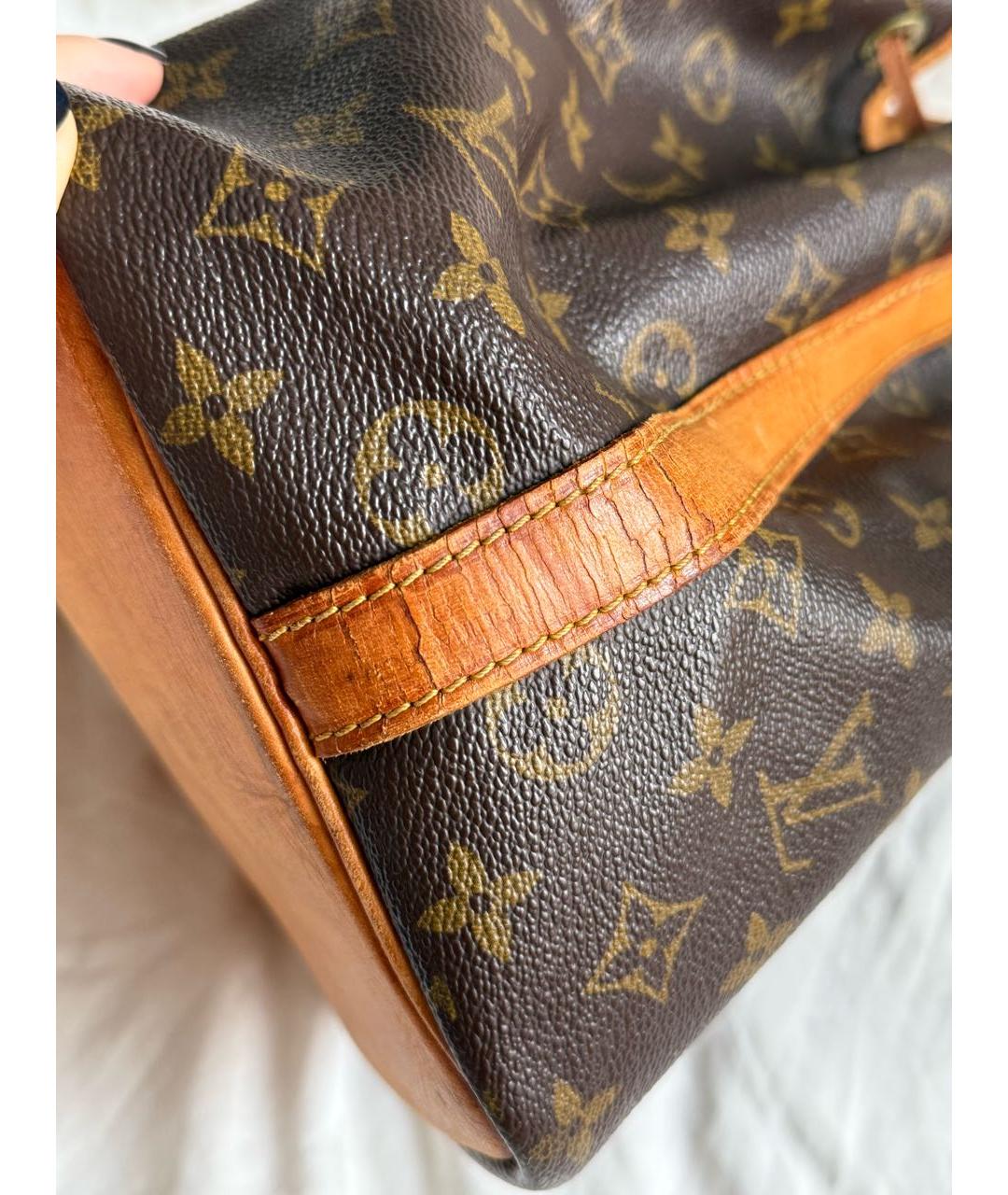 LOUIS VUITTON Коричневая кожаная сумка с короткими ручками, фото 4