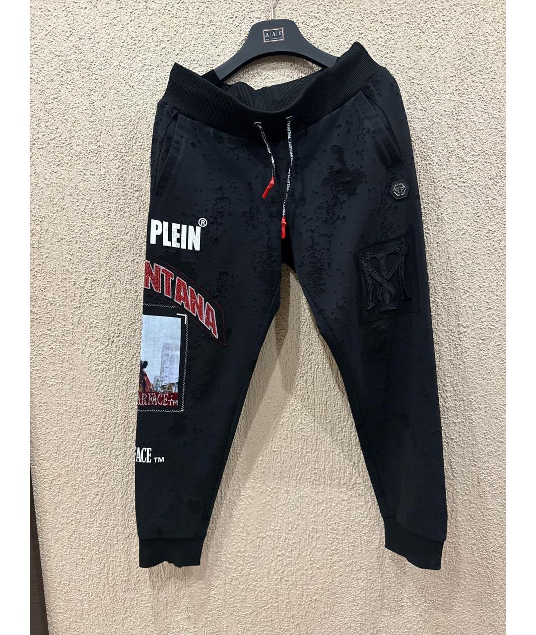 PHILIPP PLEIN Черные полиэстеровые спортивные брюки и шорты, фото 9
