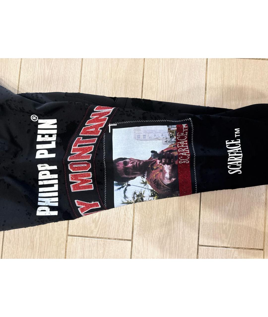 PHILIPP PLEIN Черные полиэстеровые спортивные брюки и шорты, фото 7