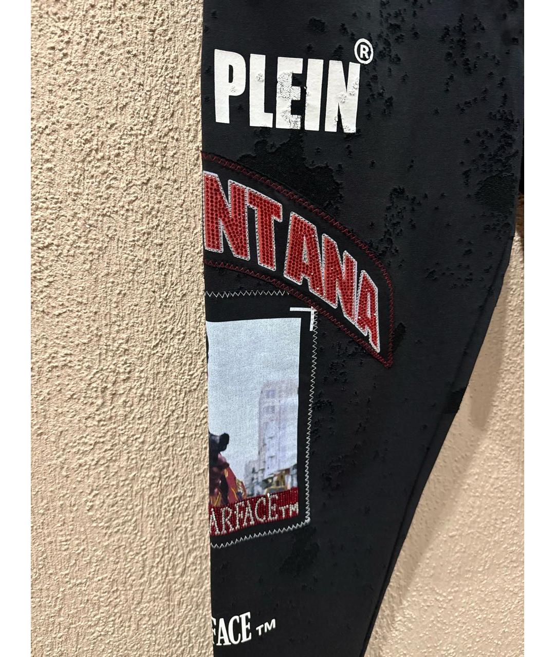 PHILIPP PLEIN Черные полиэстеровые спортивные брюки и шорты, фото 4