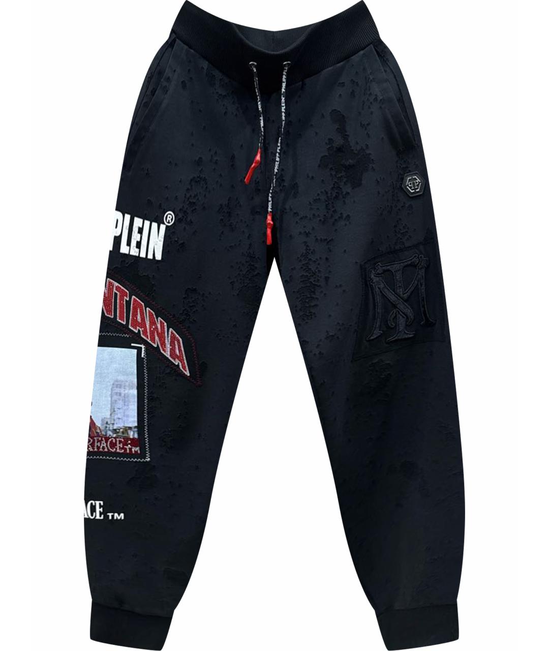 PHILIPP PLEIN Черные полиэстеровые спортивные брюки и шорты, фото 1