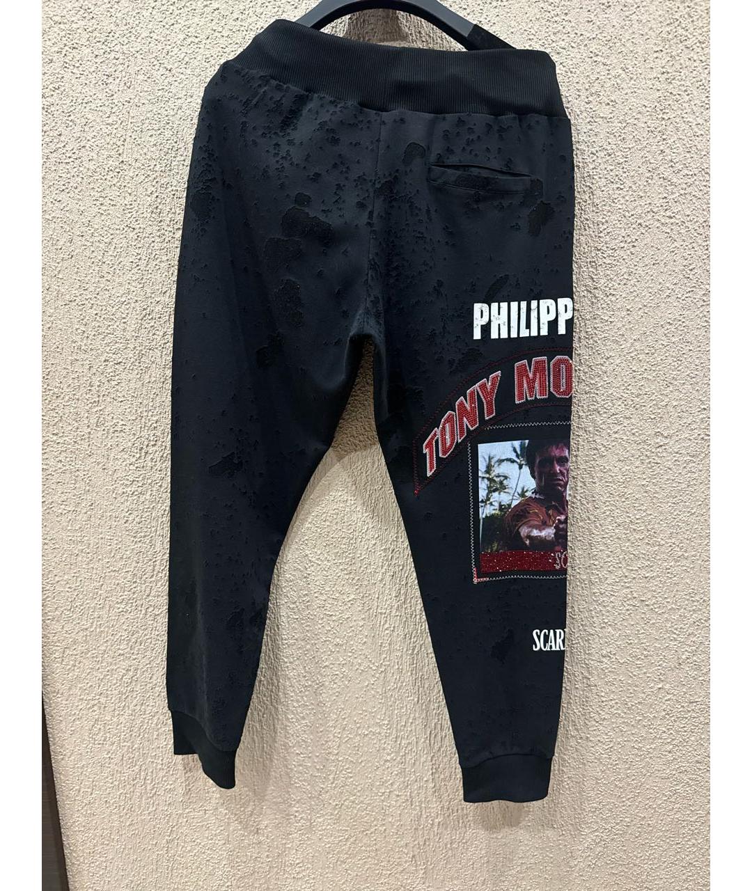 PHILIPP PLEIN Черные полиэстеровые спортивные брюки и шорты, фото 2