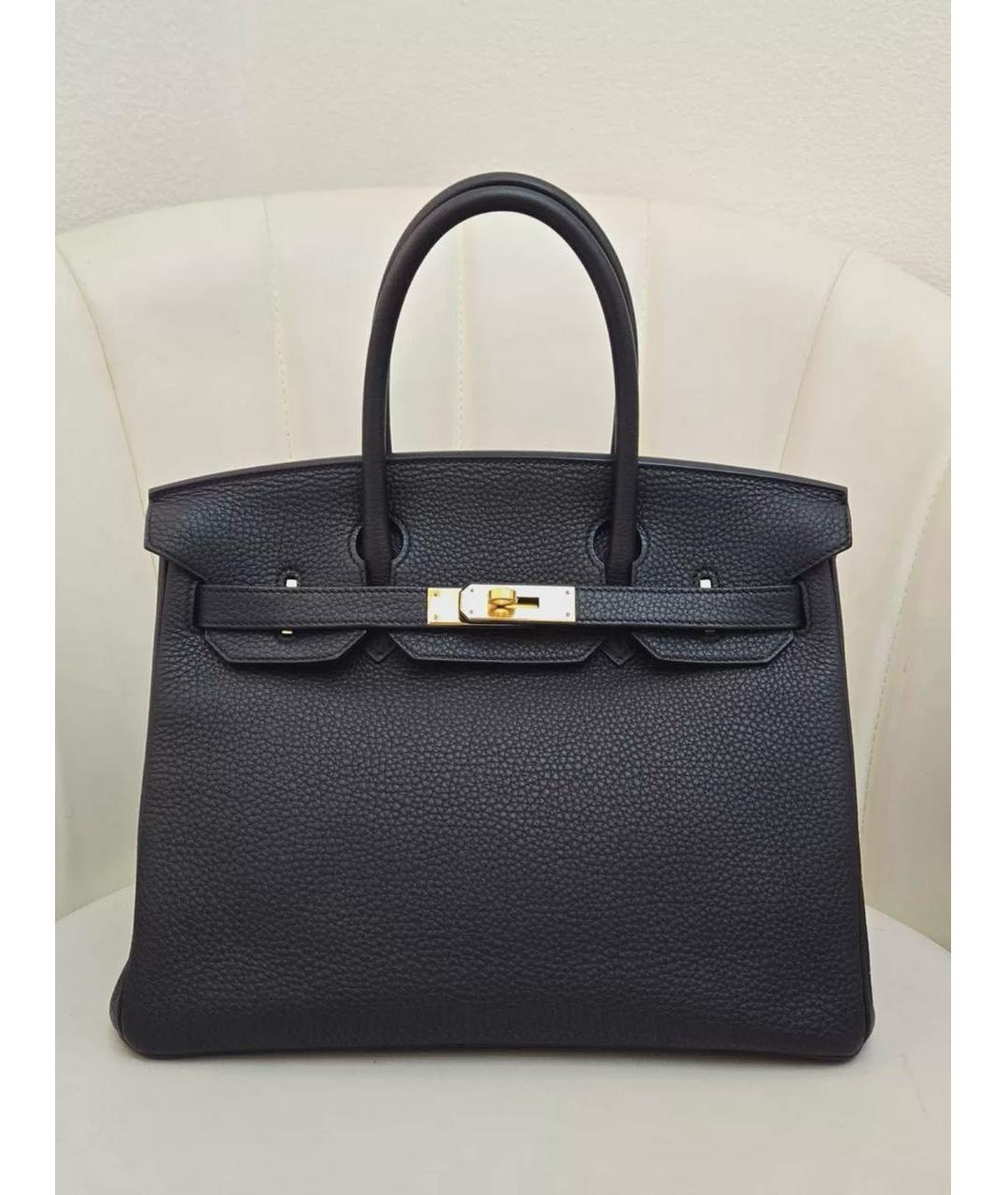 HERMES Черная кожаная сумка с короткими ручками, фото 9
