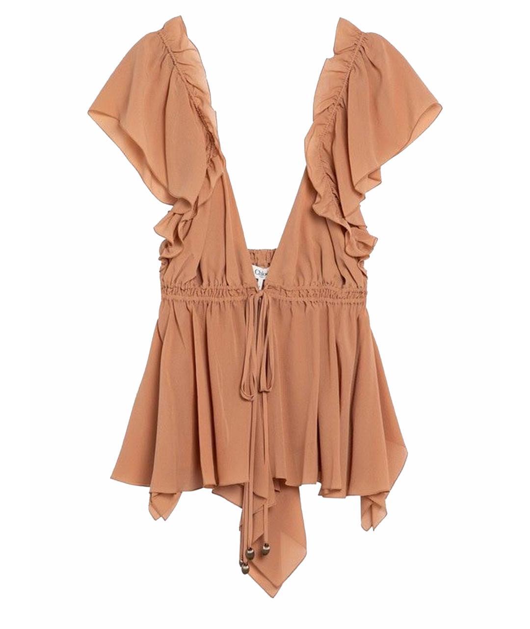 CHLOE Бежевая шелковая майка, фото 3